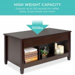 Best Choice Products Wooden Lift Top Coffee Table Multifunctional Accent Furniture for Living Room Décor w Hidden Storage Display Shelves Espresso