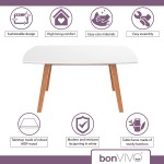 bonVIVO White Coffee Table Franz Designer Coffee Tables for Living Room Wooden with Bamboo Frame Also Used as End Table Side Table