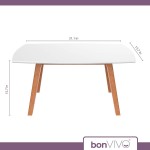 bonVIVO White Coffee Table Franz Designer Coffee Tables for Living Room Wooden with Bamboo Frame Also Used as End Table Side Table