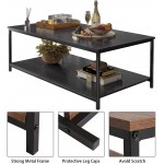 Bonzy Home Industrial Coffee Table with Storage Shelf for Living Room Vintage Wood Look Accent Furniture with Metal Frame Cocktail Table Easy Assembly Black