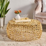 Carrie Modern Aluminum Mesh Coffee Table Gold