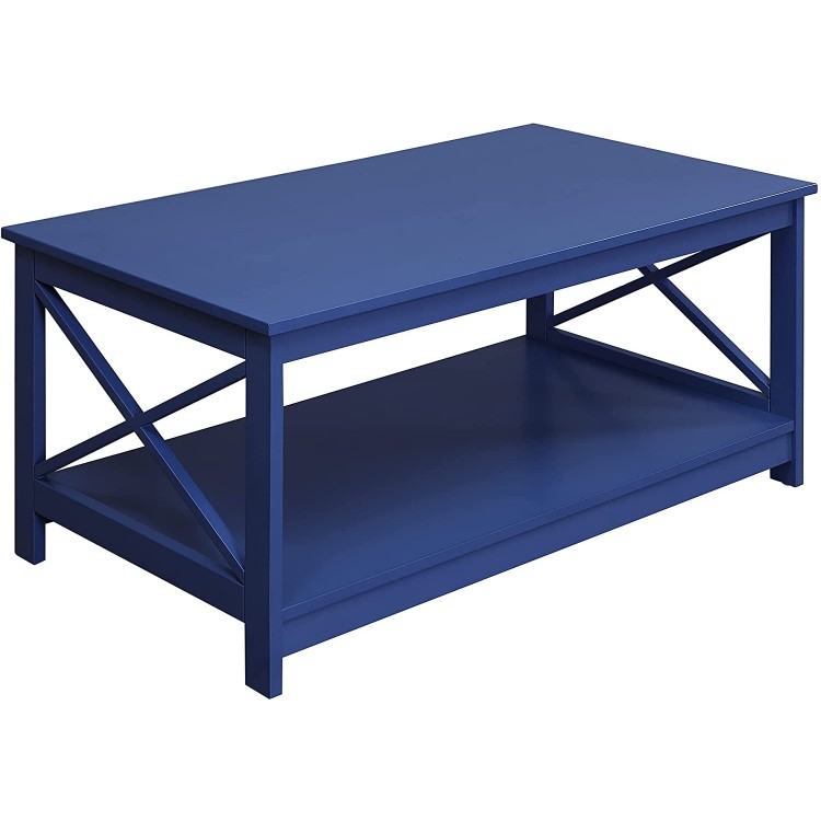 Convenience Concepts Oxford Coffee Table with Shelf Cobalt Blue