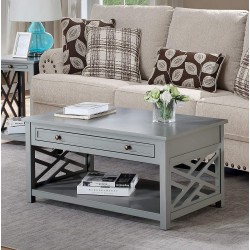 Coventry 36" W Wood Coffee Table with 1-Drawer Gray
