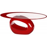 Fab Glass and Mirror CTR-FAB30000 Oval Glass Coffee Table Red