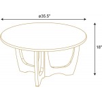 FINECASA Wooden Coffee Table Curved Leg Coffee Table Round Coffee Table for Living Room Accent Couch,Home Decoration Living Room Tables 35.5 x 18 Inches Natural