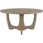 FINECASA Wooden Coffee Table Curved Leg Coffee Table Round Coffee Table for Living Room Accent Couch,Home Decoration Living Room Tables 35.5 x 18 Inches Natural