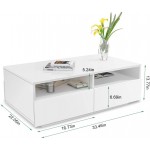 High Gloss Coffee Table with LED Light Modern White Rectangle Sofa Side Tea Table Wood Cocktail End Table with 4 Drawers and 2 Open Shelves for Living Room Home Office 33.46 x 22.04 x 13.77 Inch