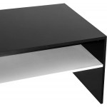 HOMCOM Modern Coffee Table 2-Tier Rectangular Center Table with Storage Shelves for Living Room Black White