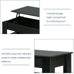 HOMEFORT Lift Top Coffee Table Wood Cocktail Table with Hidden Compartment and Storage Shelves for Living Room Reception Room Black