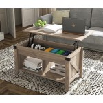 HOSEOKA Farmhouse Lift Top Coffee Table with Storage Rustic Wood Coffee Table for Living Room Gas Spring Support 41 Inch