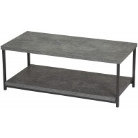 Household Essentials Coffee Table with Storage Shelf | Faux Slate Concrete