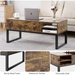 iHomy Coffee Table Lift Top Coffee Table with Hidden Storage and Shelves for Books Home Decor Office and Living Room