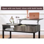 Ittar Lift Top Coffee Table Coffee Table for Living Room Reception Room with Hidden Storage Side Shelf & Metal Frame Lift Tabletop Dining Table Oak Gray