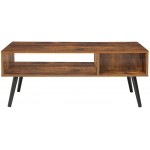 IWELL Mid Century Coffee Table with Drawer and Storage Shelf for Living Room Wood Cocktail Table Accent TV Table for Reception Room Office Easy to Assemble Rustic Brown