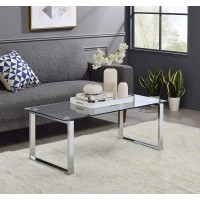 Kings Brand Modern Design Chrome Finish with Glass Top Cocktail Coffee Table