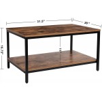 KOZYSPHERE Coffee Table with Metal Frame,2-Tier Tea Table with Storage Shelf,Cocktail Table TV Stand Side End Table Accent Furniture for Home Office Living Room