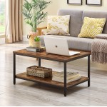 KOZYSPHERE Coffee Table with Metal Frame,2-Tier Tea Table with Storage Shelf,Cocktail Table TV Stand Side End Table Accent Furniture for Home Office Living Room