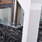 Mecor Rectangle Glass Coffee Table-White Modern Side Coffee Table with Lower Shelf Metal Legs-Suit for Living Room
