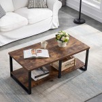 MHAOSEHU Industrial Coffee Table for Living Room Sturdy Wood and Metal Cocktail Table with Open Storage Shelf 47 inch Rustic Brown