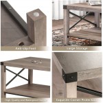 SHA CERLIN 40 Inches Modern Farmhouse Wood Coffee Table with X-Shaped Metal Frame Support Wood Look Accent Cocktail Table with Storage Shelf Sturdy Grey Wash