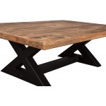 Signature Design by Ashley Wesling Urban Rectangular Coffee Table with Mango Wood Top Light Brown & Black