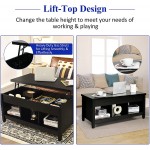 TANGKULA Wood Lift Top Coffee Table Modern Coffee Table w Hidden Compartment and Open Storage Shelf for Living Room Office Reception Room Lift Coffee Table Black