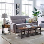 VECELO 47" Coffee Table with Storage Shelf for Living Room Industrial Wood and Metal Frame Easy Assembly Brown