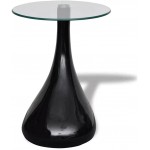 vidaXL vidaXL 1 2x Coffee Tables w Round Glass Top Stand End Side Home Multi Colors