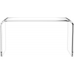 WAHFAY Acrylic Coffee Table with PVC Cover Protector 32" L x 16" W x16'' H x3 5'' Thick Modern Waterfall Coffee Table for Living Room Clear Rectangle Tea Table with Round Edges