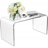 WAHFAY Acrylic Coffee Table with PVC Cover Protector 32" L x 16" W x16'' H x3 5'' Thick Modern Waterfall Coffee Table for Living Room Clear Rectangle Tea Table with Round Edges