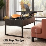 WLIVE Lift Top Coffee Table with Hidden Compartment Cocktail Table Rising Center for Living Room Side Drawer and Metal Frame Charcoal Black
