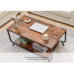 WOHOMO Coffee Table Industrial Coffee Table for Living Room with 2 Tier Storage Shelf Modern Style Coffee Table for Living Room Rustic Brown