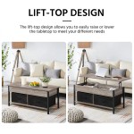 Yaheetech 41 Inch Lift-top Coffee Table w Hidden Storage Compartment and 2 Fabric Baskets Raisable Top Coffee Table with Shelf for Living Room Center Table with Strong Legs Easy Lift Up Gray