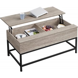 Yaheetech Lift Top Coffee Table with Storage and Metal Frame for Living Room Lift-top Coffee Table with Hidden Compartments Center Table for Reception Room Easy to Lift Up Gray