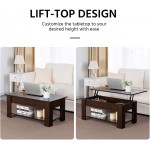 Yaheetech Modern Lift Top Coffee Table with Hidden Compartment and Storage Shelf Pop-Up Tabletop for Living Room Reception Room