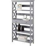Convenience Concepts Oxford 5 Tier Bookcase with Drawer Gray