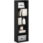 Furinno Luder Bookcase Bookshelf Storage Shelves 5-Tier Blackwood