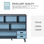 HOMCOM 3-Tier Child Bookcase Open Shelves Cabinet Floor Standing Cube Storage Organizer with Drawers Dark Blue