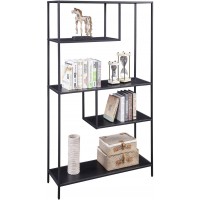 HOME BI Bookshelf Storage Organizer Shelves Unit Metal Open Bookcase Shelf Standing for Office Study Room Living Room Black 3-Tier
