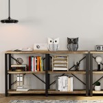 IRONCK Bookshelf Double Wide 3 Tier Rustic Bookcases Wood and Metal Bookshelves Book Shelves for Home Office Decor Display