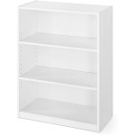 Mainstay' 3-Shelf Bookcase | Wide Bookshelf Storage Wood Furniture Bundle Set White White 3 Shelf