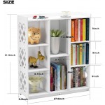 Rerii Bookshelf Small Bookcase Kids Book Toy Open Shelf with 8 Cube Storage Organizer Shelves for Bedroom Living Room Office White