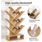Tree Bookcase 5 Tier Rustic Tree Bookshelf Rustic Wood Book Tree for CDs Movies Books Free Standing Shelf for Living Room Bedroom Home Office Oak
