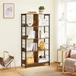 VASAGLE Industrial Bookshelf 4-Tier Bookcase with 8 Cubes Display Storage Rack Book Shelf for Office Living Room Bedroom 31.5 x 13 x 58.7 Inches Rustic Brown and Black ULLS105B01