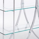 X-Motif Bookcase with Floating Style Glass Shelves Chrome and Clear