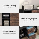 2 Drawer File Cabinet Large Mobile Lateral Filing Cabinet Letter Size Modern Printer Stand with Shelves and Wheels Wood File Cabinet for Home Office Brown
