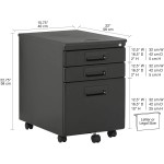 3 Drawer Metal Rolling File Cabinet with Locking Drawers