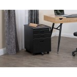 Calico Designs Mobile File Cabinet Plus 3 Lock Drawers with Supply Tray and Hanging Frame for Legal or Letter Files Black Black 51111BOX