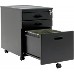 Calico Designs Mobile File Cabinet Plus 3 Lock Drawers with Supply Tray and Hanging Frame for Legal or Letter Files Black Black 51111BOX