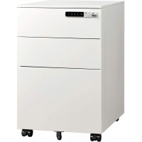 DEVAISE 3-Drawer Mobile File Cabinet with Smart Lock Pre-Assembled Steel Pedestal Under Desk White